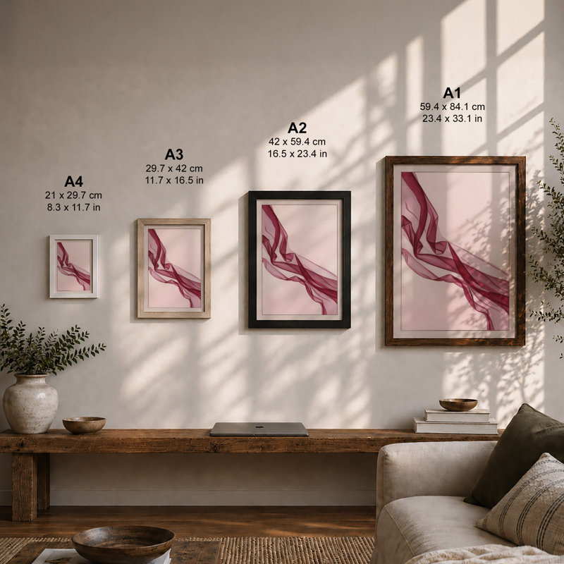 Flowing Ribbons Modern - Print, A1 - 84.1 x 59.4 cm, White