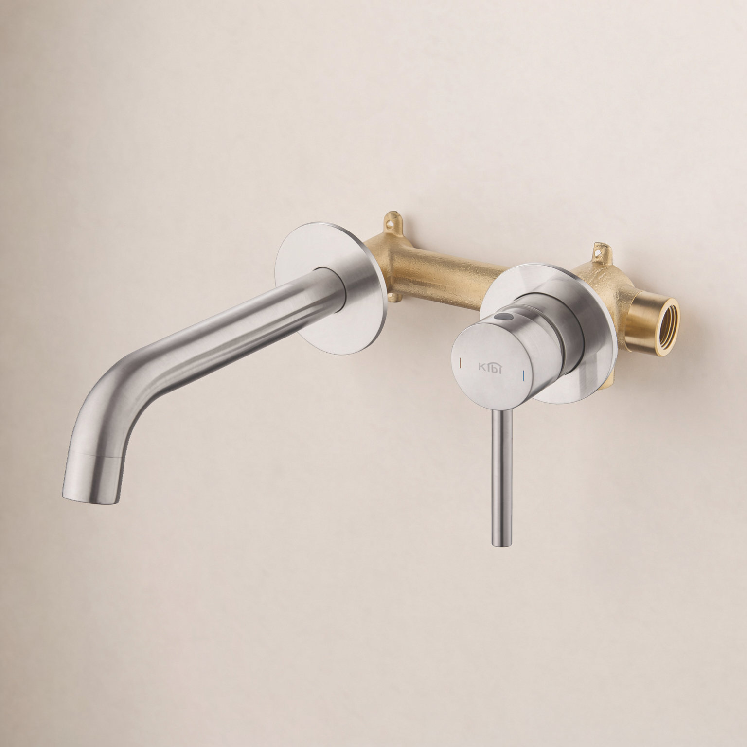 Circular Wall-Mounted Bathroom Faucet, Brushed Nickel
