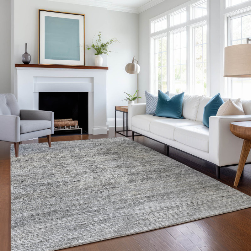 Premium Machine Washable Mayfield Silver Rug, Rectangle 8' x 10'