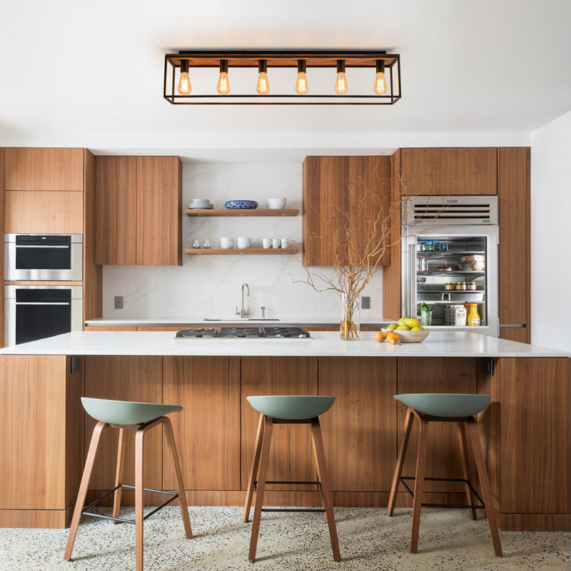 Plafonnier encastré 6 lumières Modern Farmhouse, H 9 po x l 43,3 po x P 7,9 po