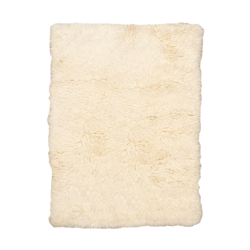 Alamin Premium Flokati Hand Loomed Wool Natural Rug, Rectangle 3' x 5'