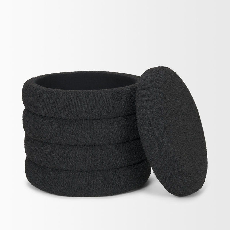 Luvern Upholstered Ottoman, Black Polyester Blend