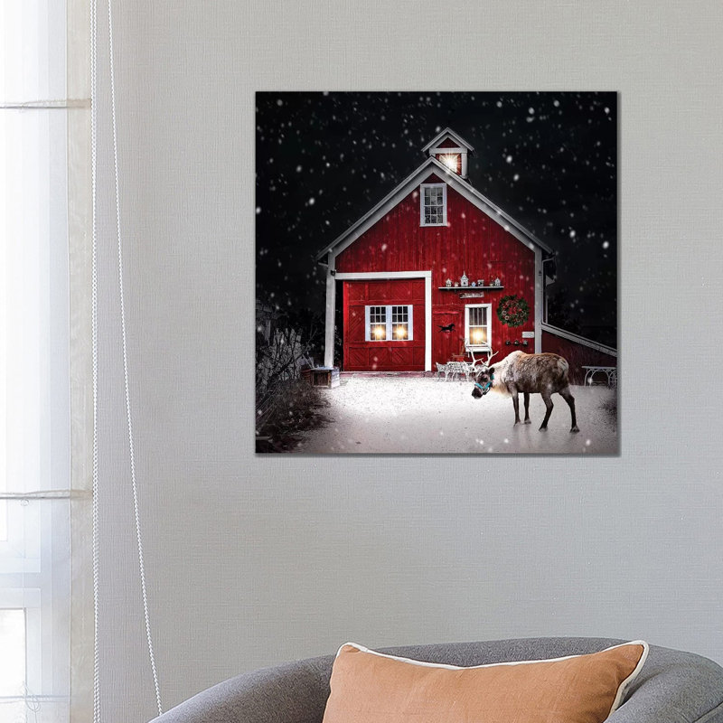 Winter Night Reindeer by Karen Burke - Wrapped Canvas Print, 66.04 cm H x 66.04 cm W