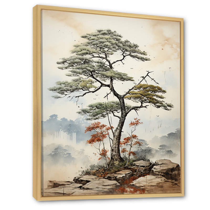 Forest Redwood Tree Charm III, reproduction d'art sur toile, Cadre naturel flottant, H 32 po x l 24 po x P 1 po