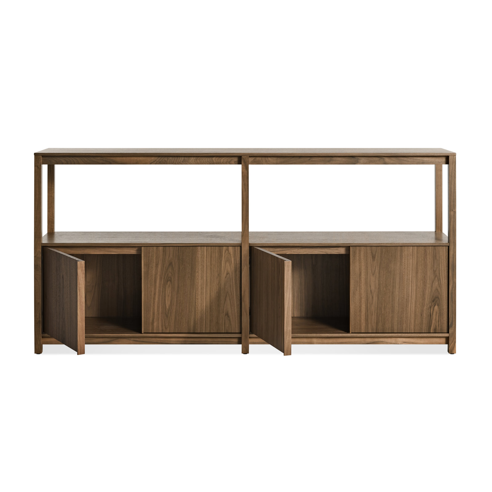 Open Plan Oak Bookcase, (2 Sheves) 33" H x 68" W x 13" D, Walnut