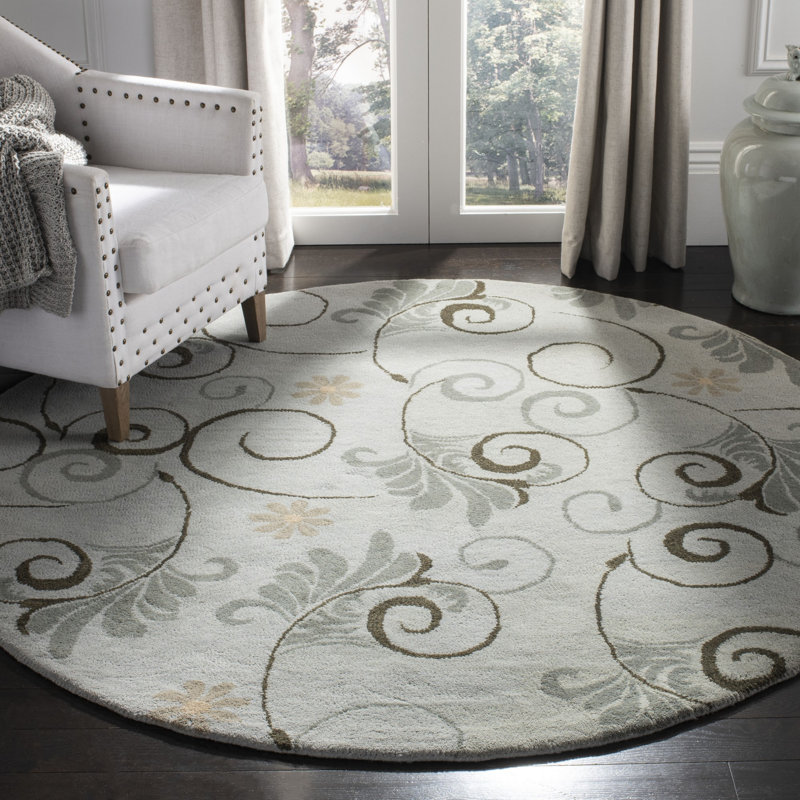 Chanler Hand-Tufted Wool Grey Area Rug, Round 6'