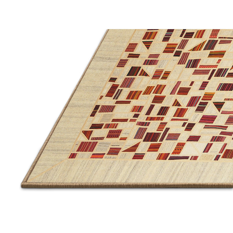 Tapis abstrait brun clair / brun, Rectangle 5 pi x 8 pi