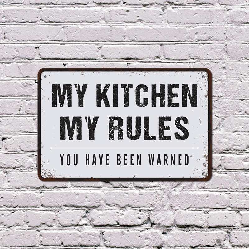Enseigne en plastique 10 po x 14 po My Kitchen My Rules