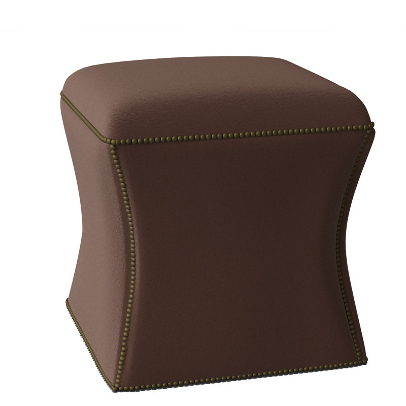 Roscoe 20" Cocktail Ottoman, Brass, Light Grey Leather 202-010