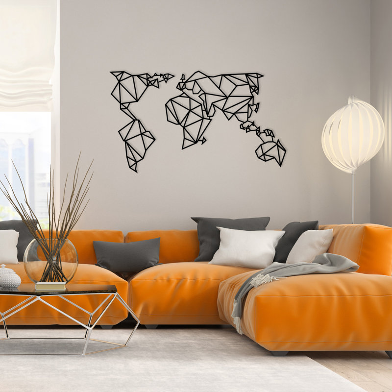 Accessoire mural élégant en métal noir élégant 55,1 po x 31,5 po | Fabrication 100% métal, épaisseur: 0,05 pouce | Conception unique pour la décoration de la maison ou du bureau | Pièce d'art murale durable et élégante