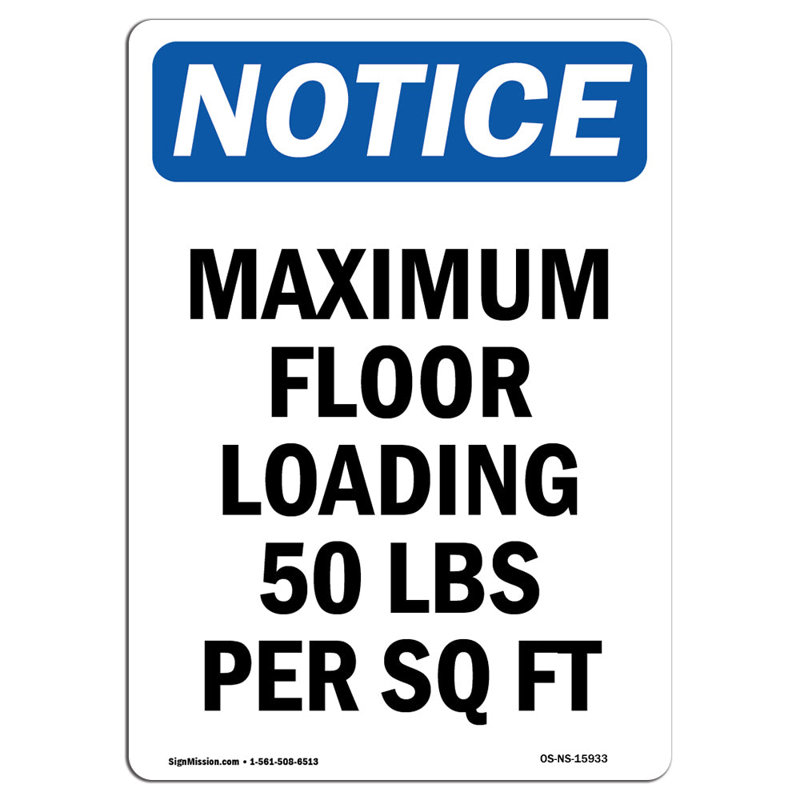 Maximum Floor Loading 50 Sign