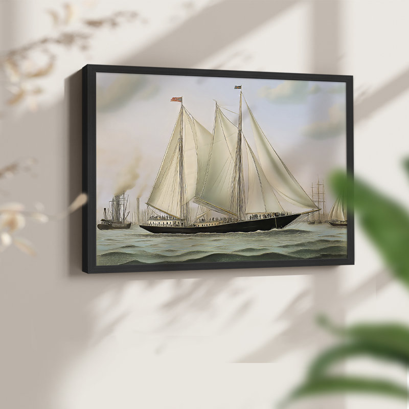 Nautical Series-CLXIV -Framed Print - Restickable, 16" H x 20" W, Black