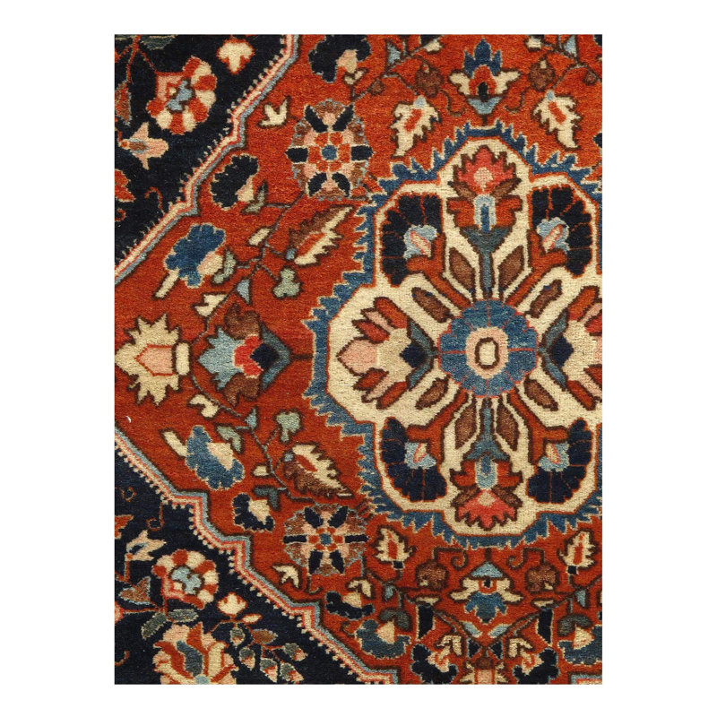 Tapis oriental beige en coton / rouge / noir fait à la main 3 pi 5 po x 5 pi 2 po Madene