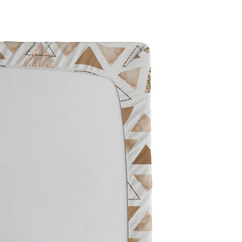 Drap-housse à motif floral Ambesonne, Drap-housse de taille simple, Amande, brun pastel, blanc / géométrique
