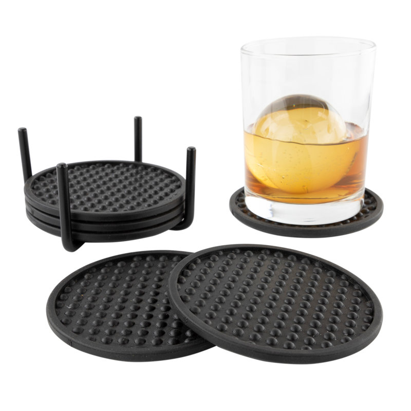 Spectrum Finley Coaster Container With 6 Black Coasters