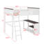 Grand lit mezzanine avec bureau, tablette ouverte et station de charge USB