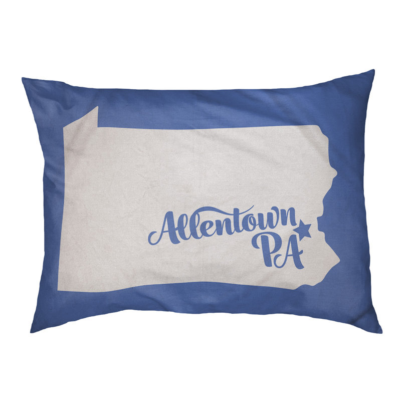 Coussin stylisé allentown de pennsylvanie, Petit (L 18 po x l 28 po), Bleu