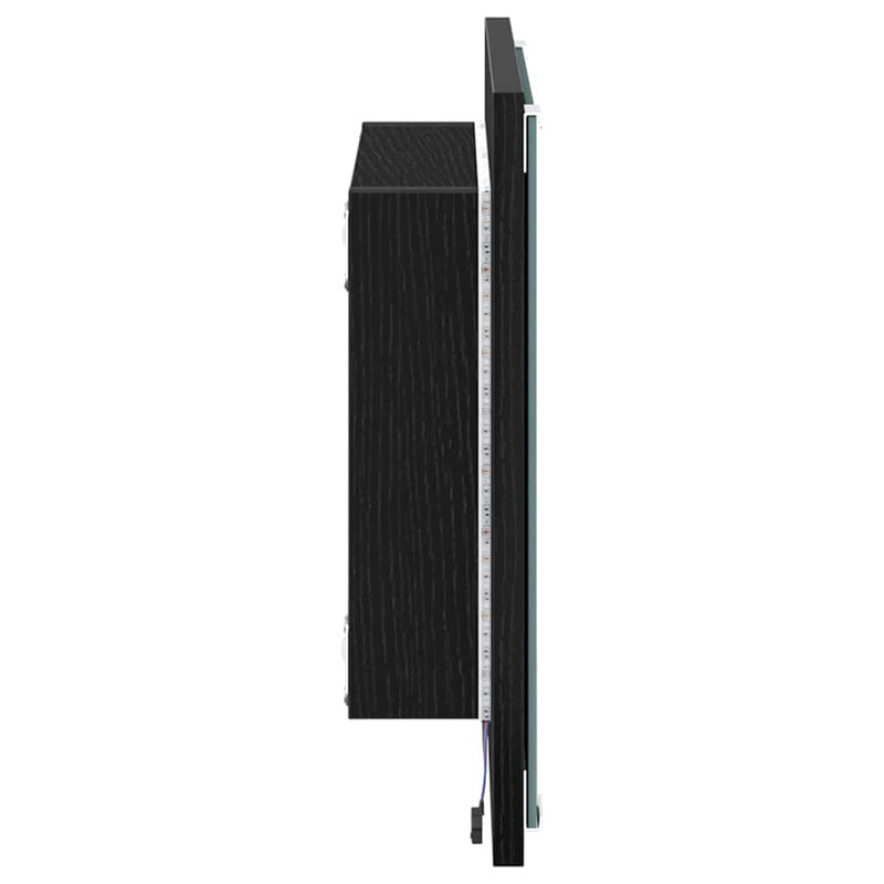 LED Bathroom Mirror Wall-Mounted 40 X 8.5 X 37 Cm, Black Oak