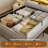 California King Size Bed Frames With Wingback Hidden Storage Headboard & 4 Storage Drawers, 49.2" Tall Upholstered Headboard With Led Lights And Charging Station, No Box Spring Needed, Solid Wood Slats, Noise Free, Light Grey-142176880-160895373