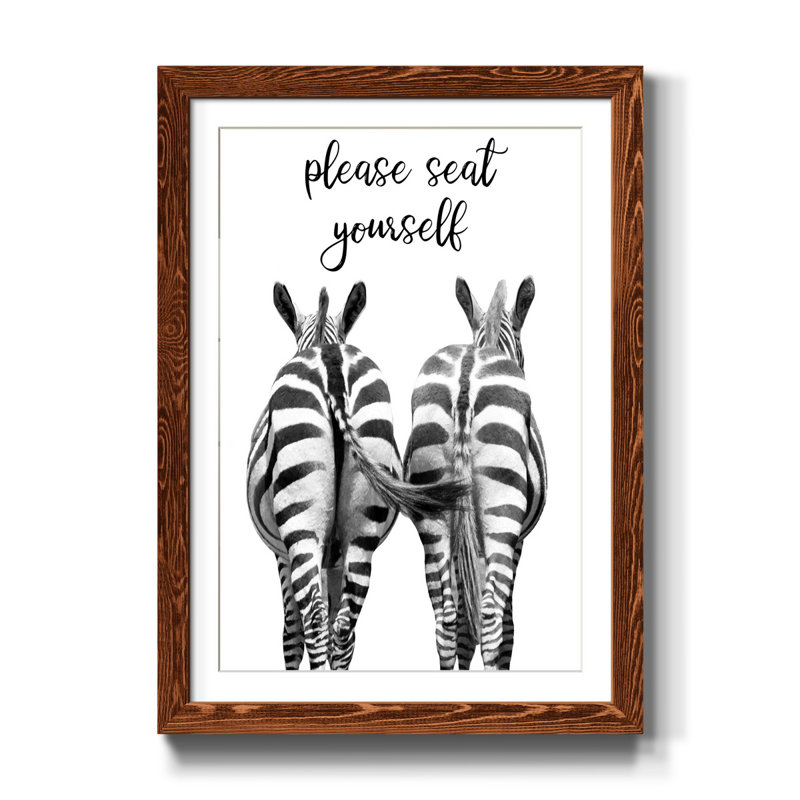 " Zebra Bum ", 31.5" H x 23.5" W x 1.5" D, Maple Framed