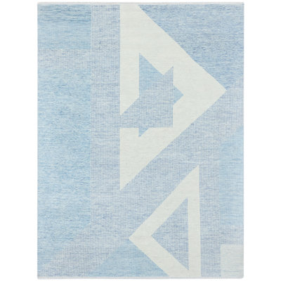 Tapis bleu / blanc de haute qualité noué à la main