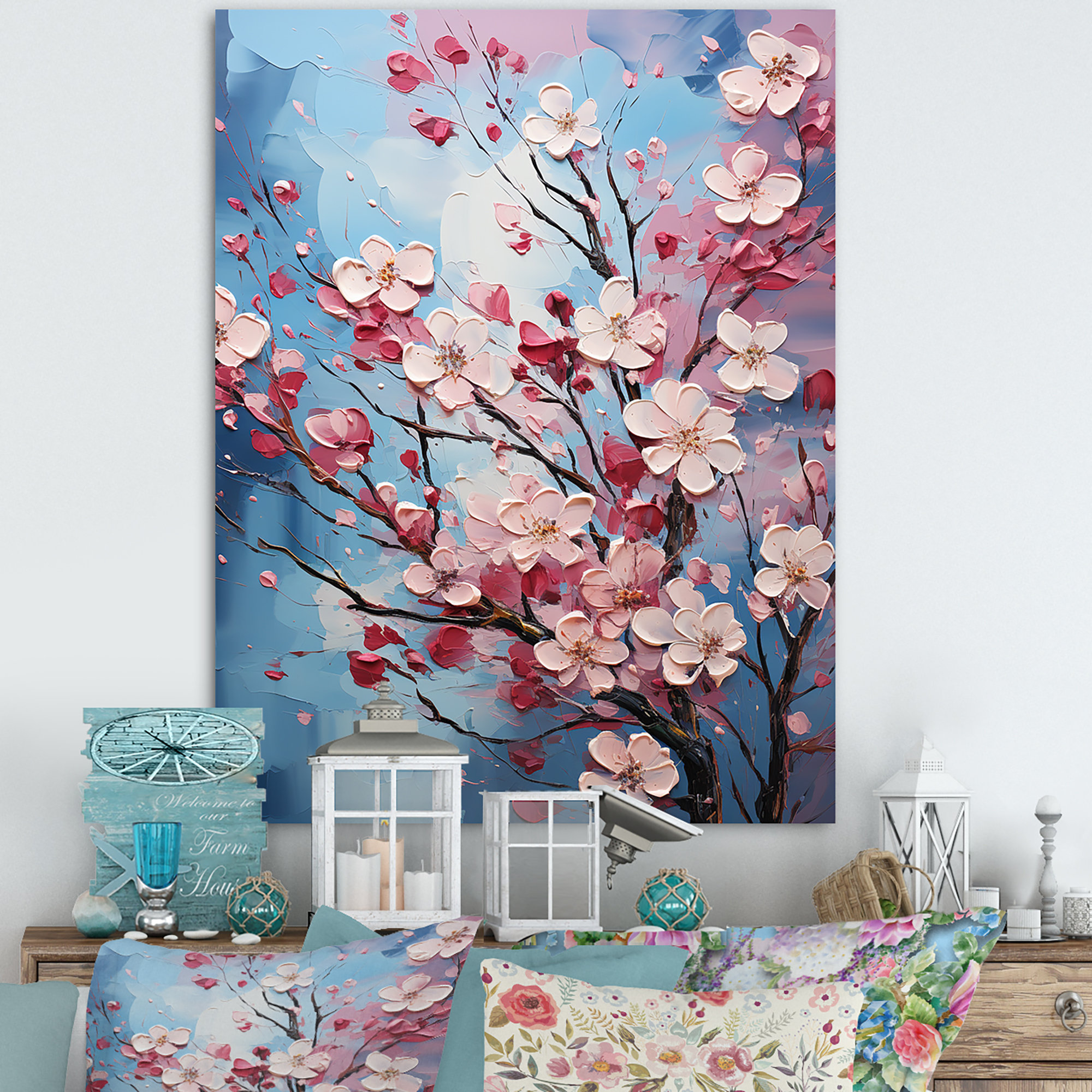 Winston Porter Blue And Pink Dogwood Blossoms I On Canvas Print | Wayfair