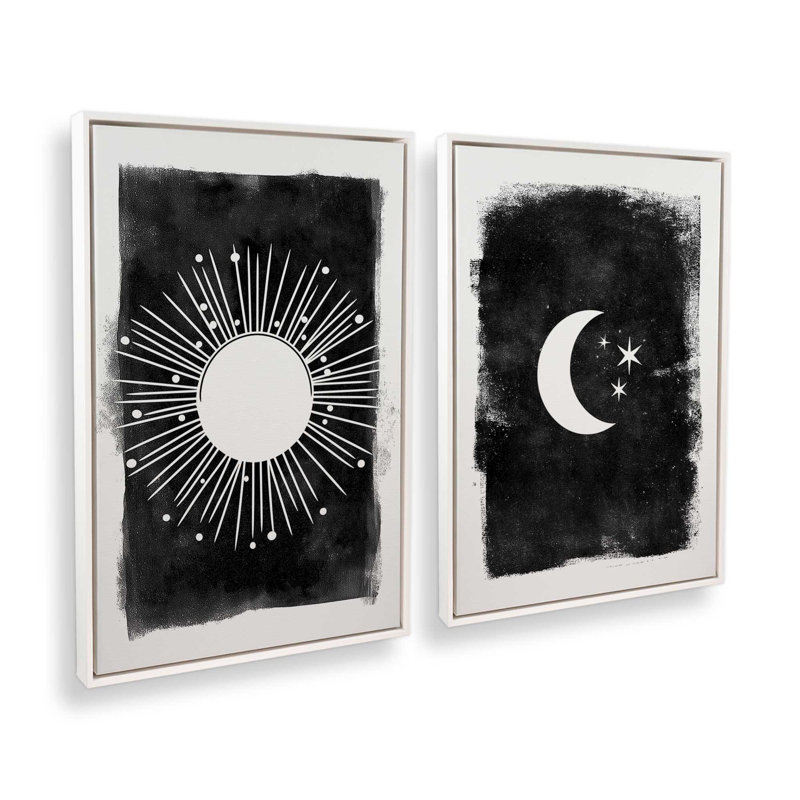 Ensemble de 2 impressions solaires, Cadre flottant blanc opaque, 36 po x 24 po