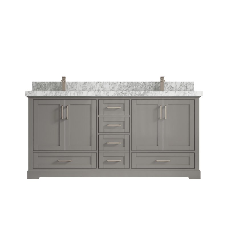 Ensemble de meuble-lavabo double 72 po Esin, Marbre de Carrare
