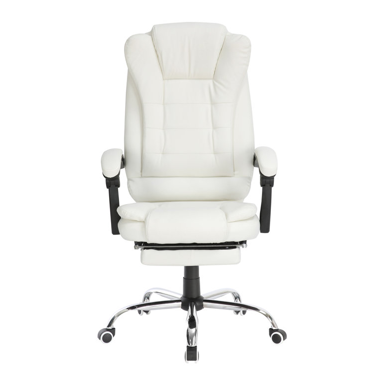 Montes Jett Executive Office Chair, Reclining Backrest, Retractable Footrest The Twillery Co. Upholstery Color: White