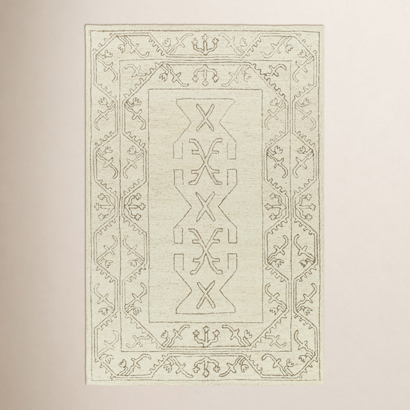 Tapis oriental en laine touffeté à la main Milada, Rectangle 8 pi x 10 pi