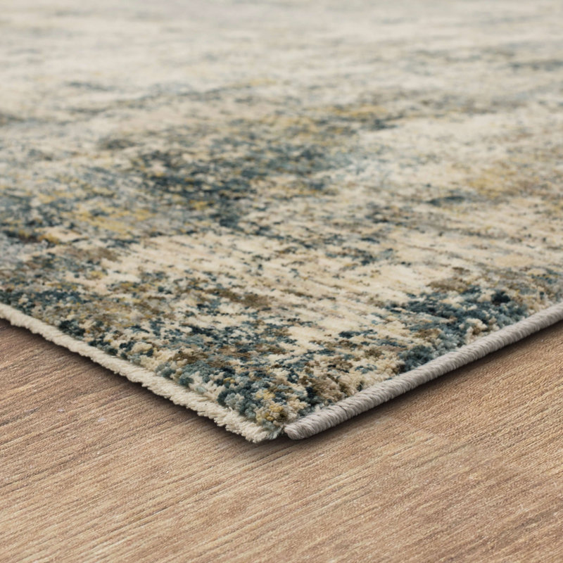 Gray Abstract Synthetic 5' x 7' Stain-Resistant Area Rug