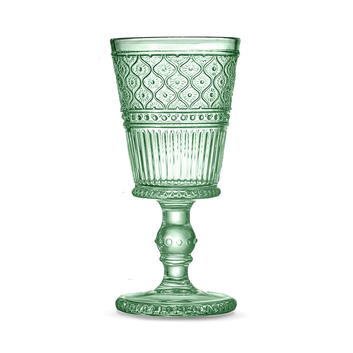 Claro Ribbed Crystal Goblet, Green