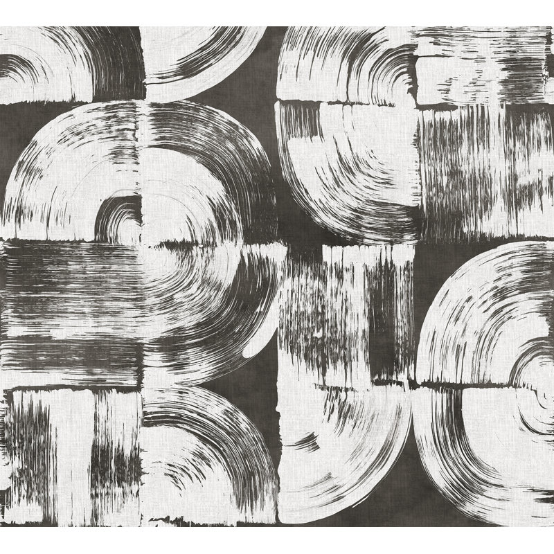 Murale gris anthracite Brushstrokes, Noir