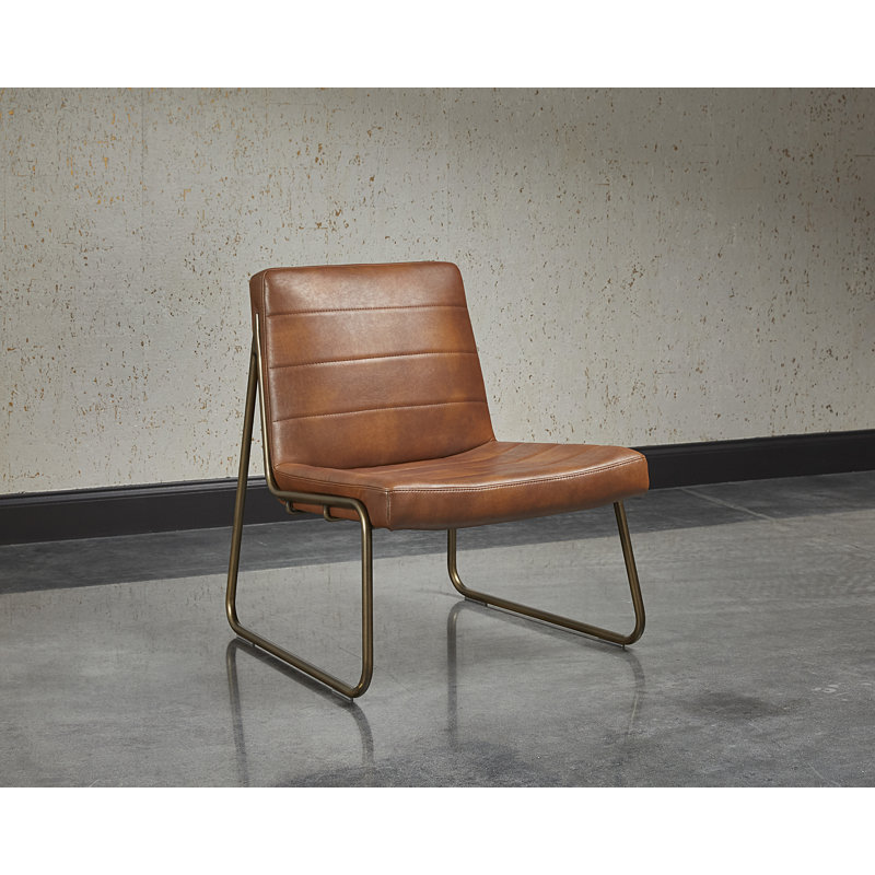 Sancia Faux Leather Side Chair - Brown, Bravo Cognac Faux Leather, Bronze