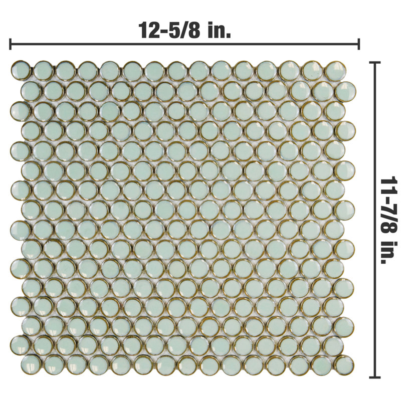 Hudson Penny Round .80" x .80" Porcelain Penny Round Mosaic Wall & Floor Tile, Moss Green