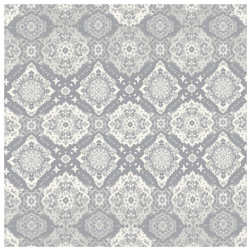 Tapis de bain damassé gris, 24 po L x 17 po L