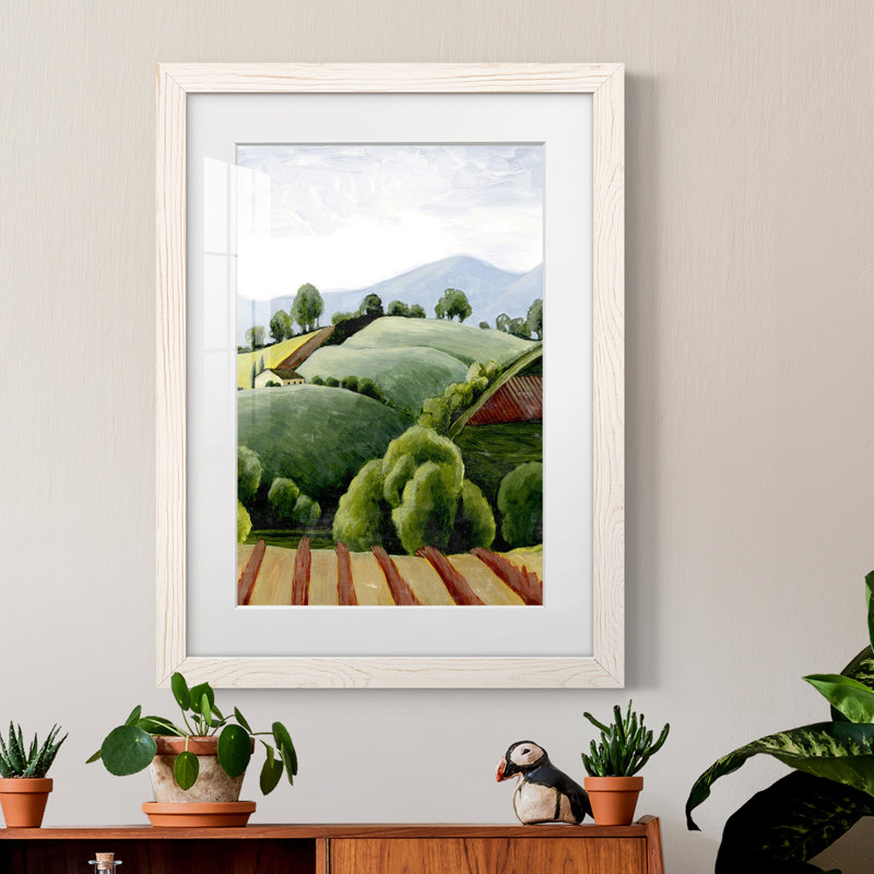 Tuscan Valley S croquis I encadré mat - prêt à accrocher, H 37,5 po x l 27,5 po x P 1 po, Cadre blanc