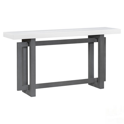 Painted Entryway Table With Pine Veneer, Unique Triple Rectangle Design, Thick Pine Wood Legs, Extra Long Sofa Table For Hallway And Living Room