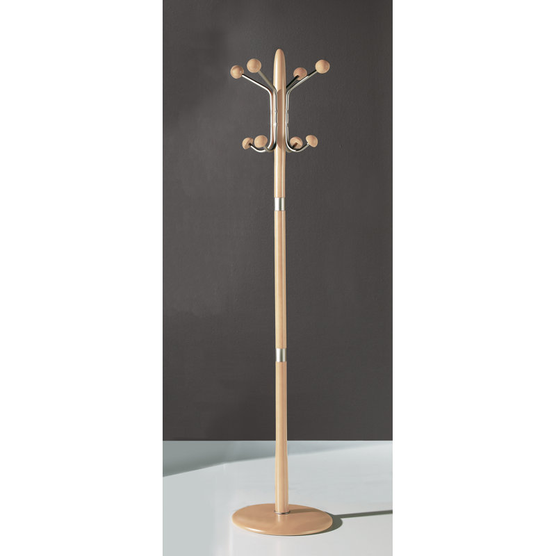 Behm Solid Wood Freestanding 8 - Hook Coat Rack, Natural