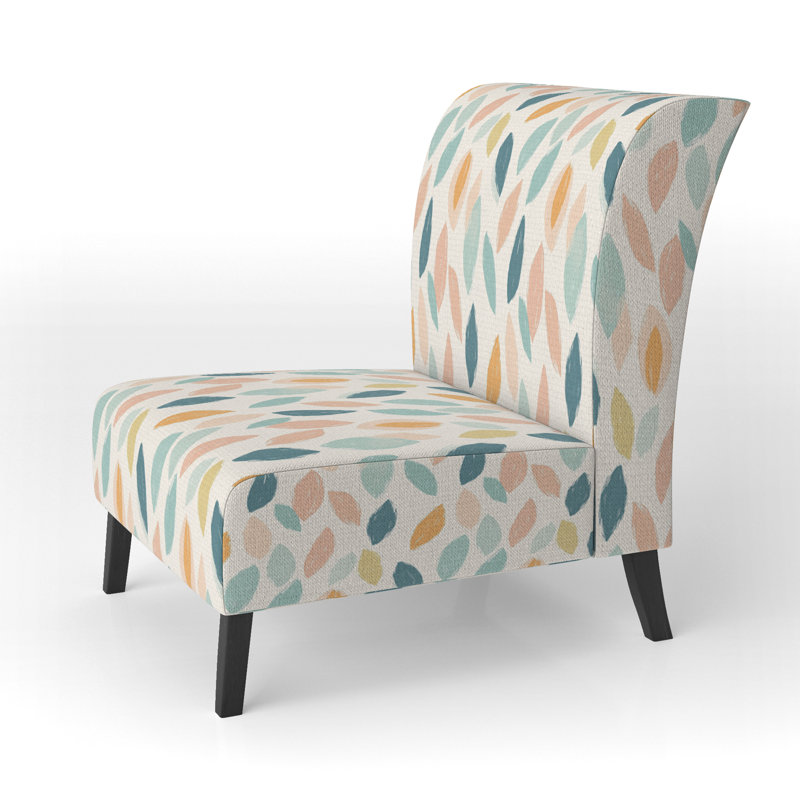 Fauteuil de chambre abstrait en tissu bleu et rose Boho, Pantoufle sans accoudoirs