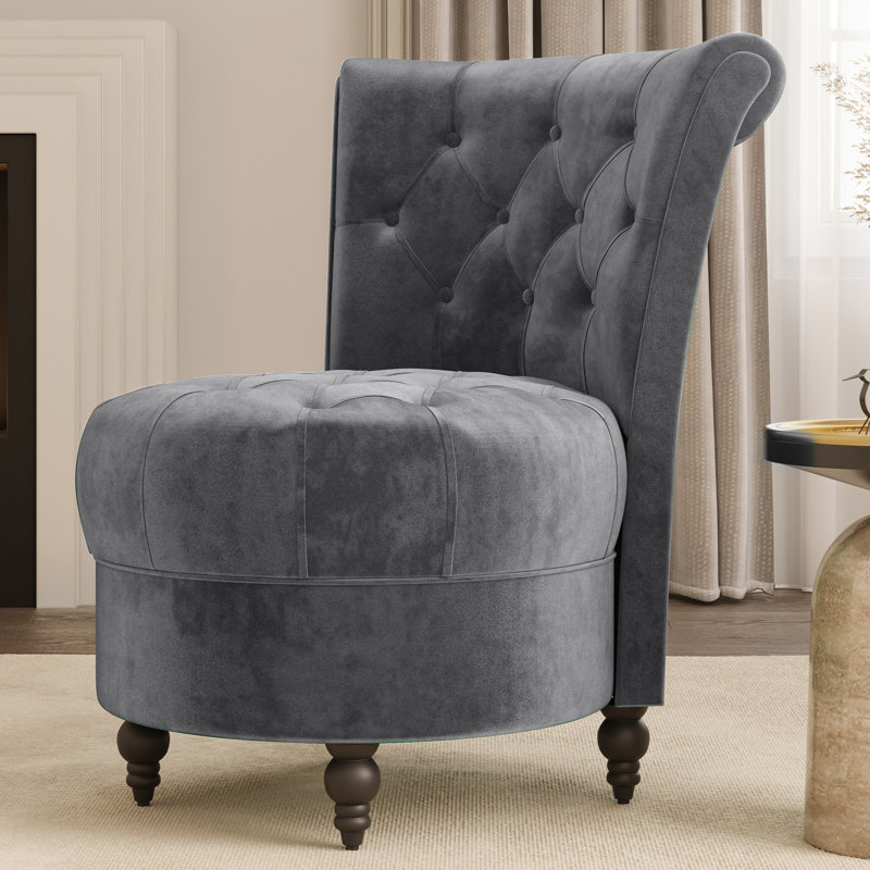 Akeeyla Velvet Barrel Chair, Gray