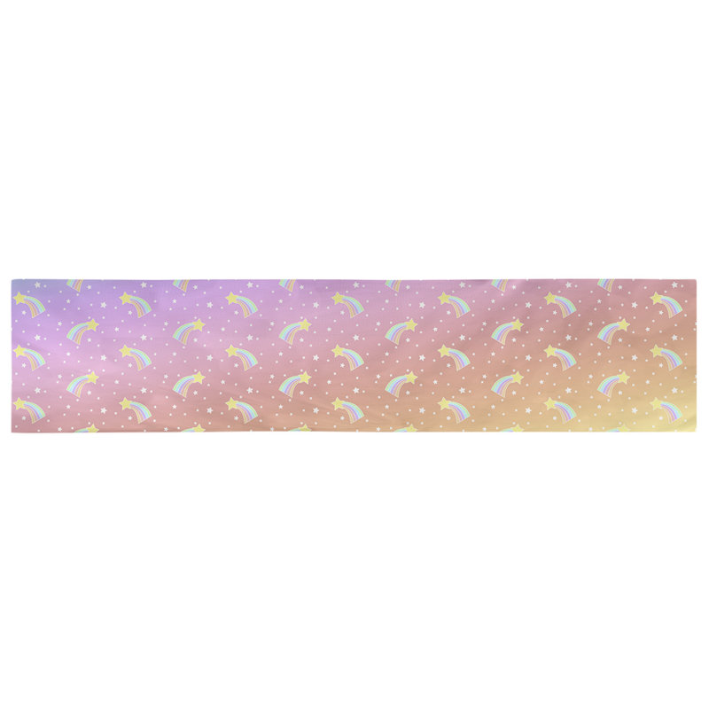 Chemin de table géométrique avicia, 73,5 po x 17,5 po, Mauve et orange, Polyester