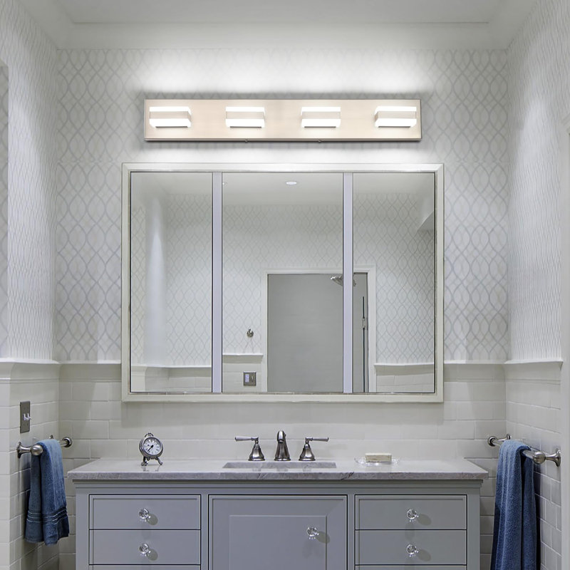 Bathroom Vanity Lights Brushed Nickel Light Fixtures For Bathroom Above Mirror 4 Light Led Lights Bath Lighting Fixture Nickel