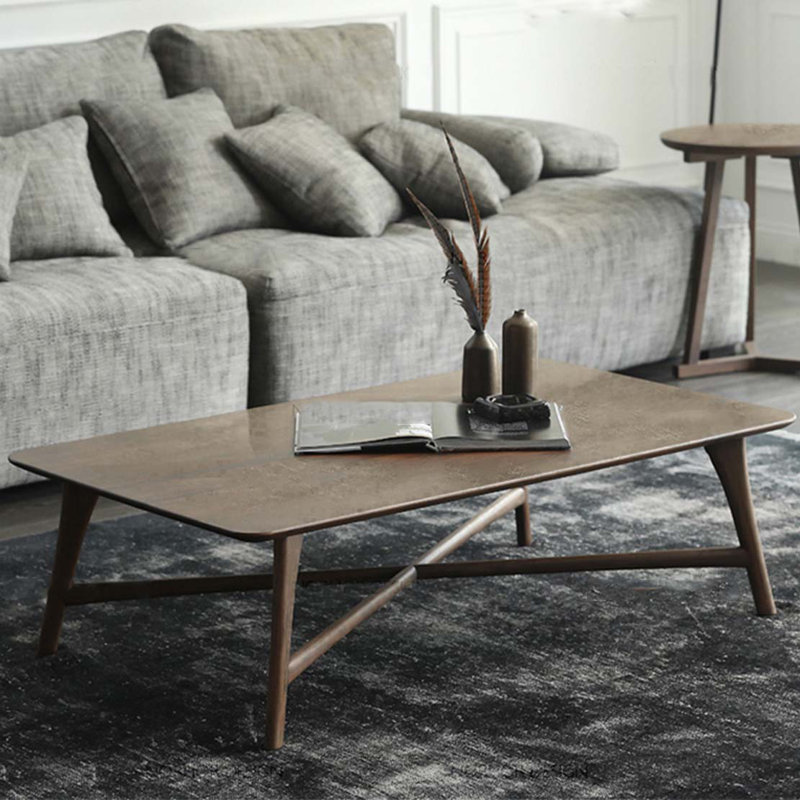Scandinavian Minimalist Oak Coffee Table, 17.7" H x 47.2" L x 23.6" W