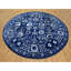 Tapis bleu nouvel âge noué à la main de conception unique 14 pi Fata