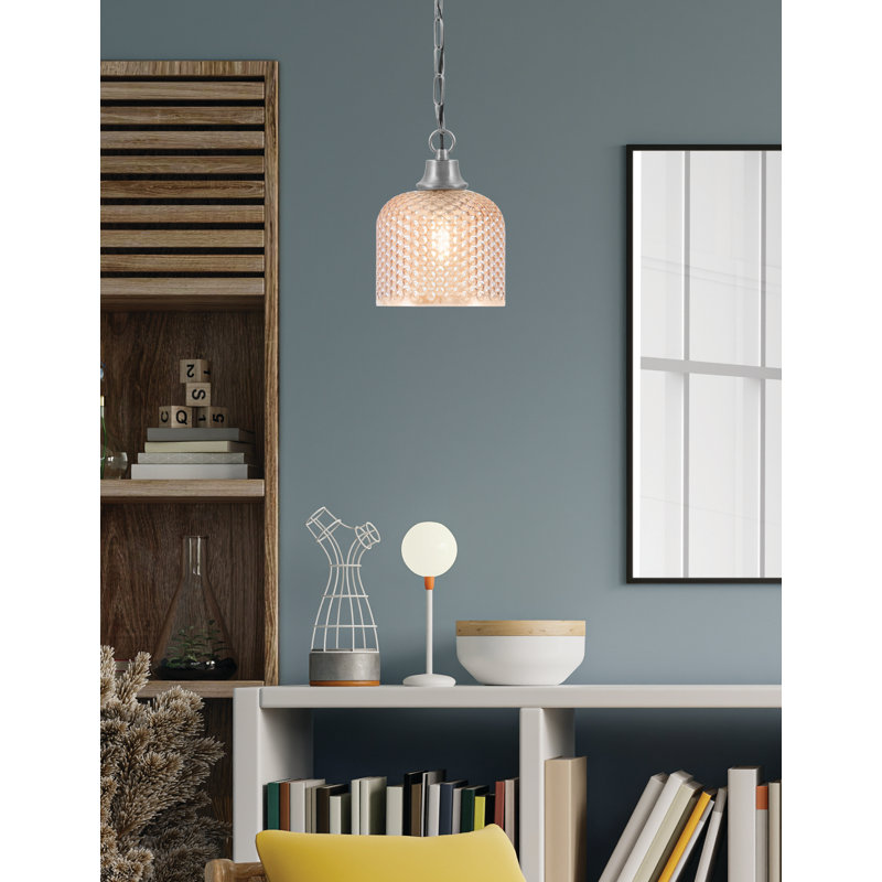 Luminaire suspendu en forme de chaîne au fini graphite avec verre texturé ambre de 6 po, Graphite