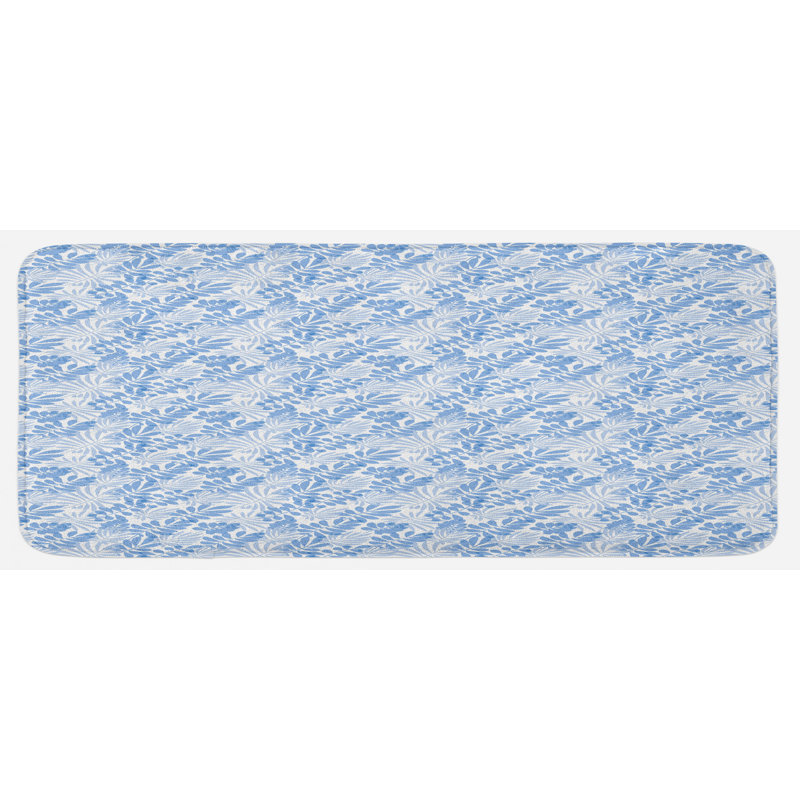Coastal Floral Synthetic Kitchen Mat
