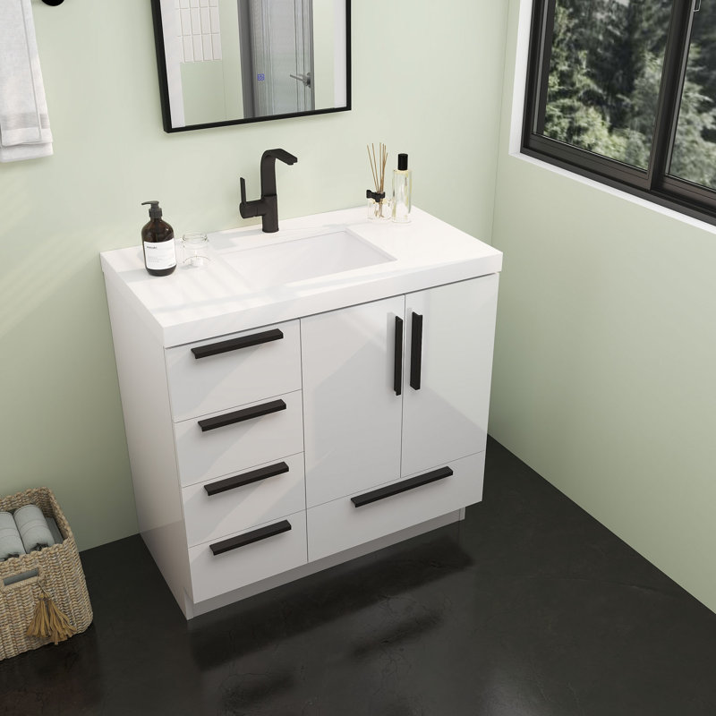 Havendale 36" Free Standing Vanity With Acrylic Sink, White