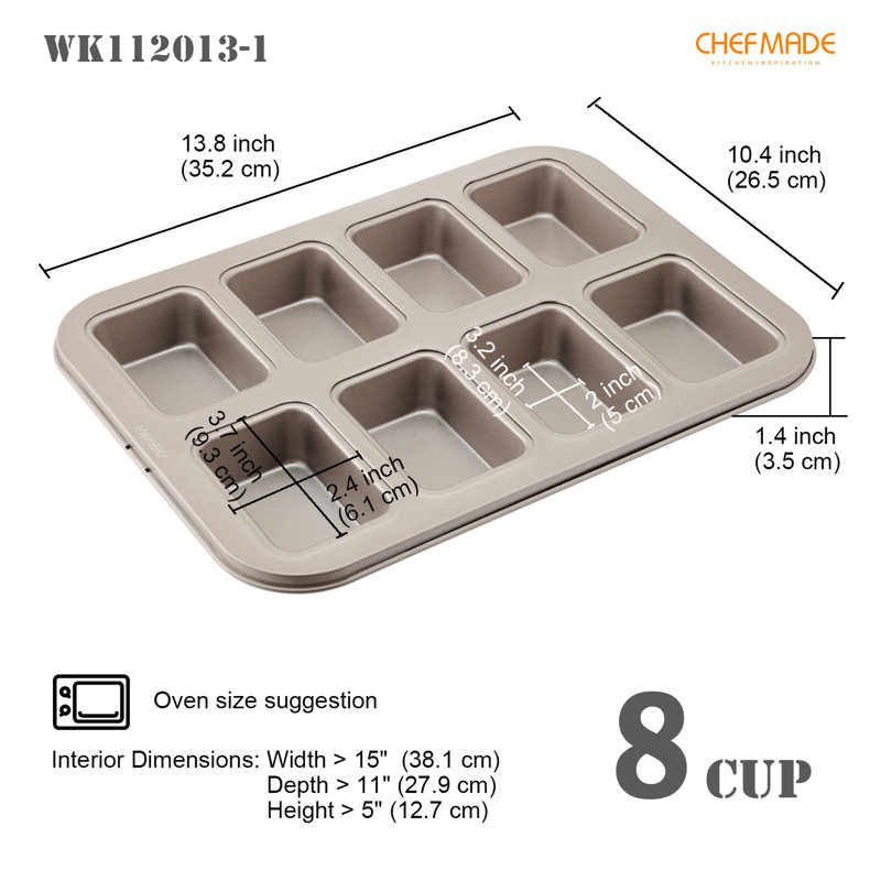 CHEFMADE 8 Cavity Brownie Cake Pan