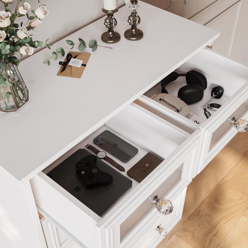 Commode 6 tiroirs Jabus, Blanc